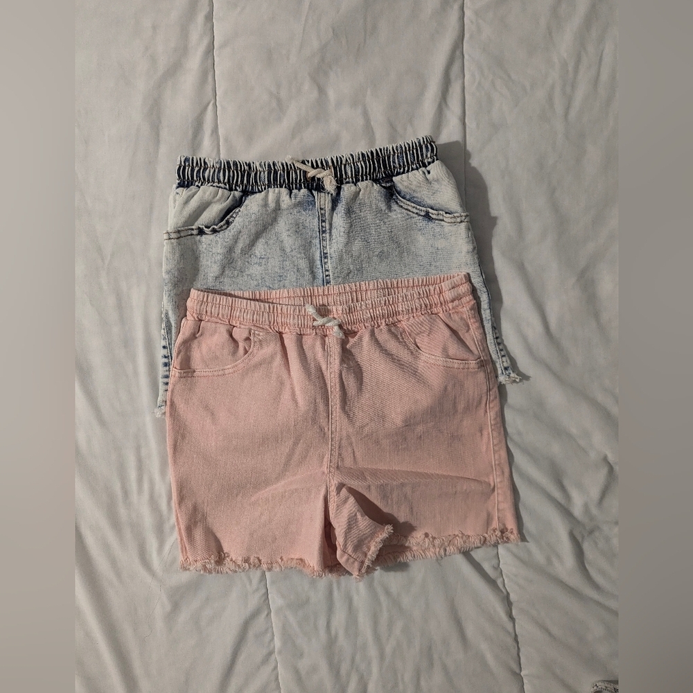 Lot Of 2 Girls Art Class Pink and Blue Denim Shorts Size L
